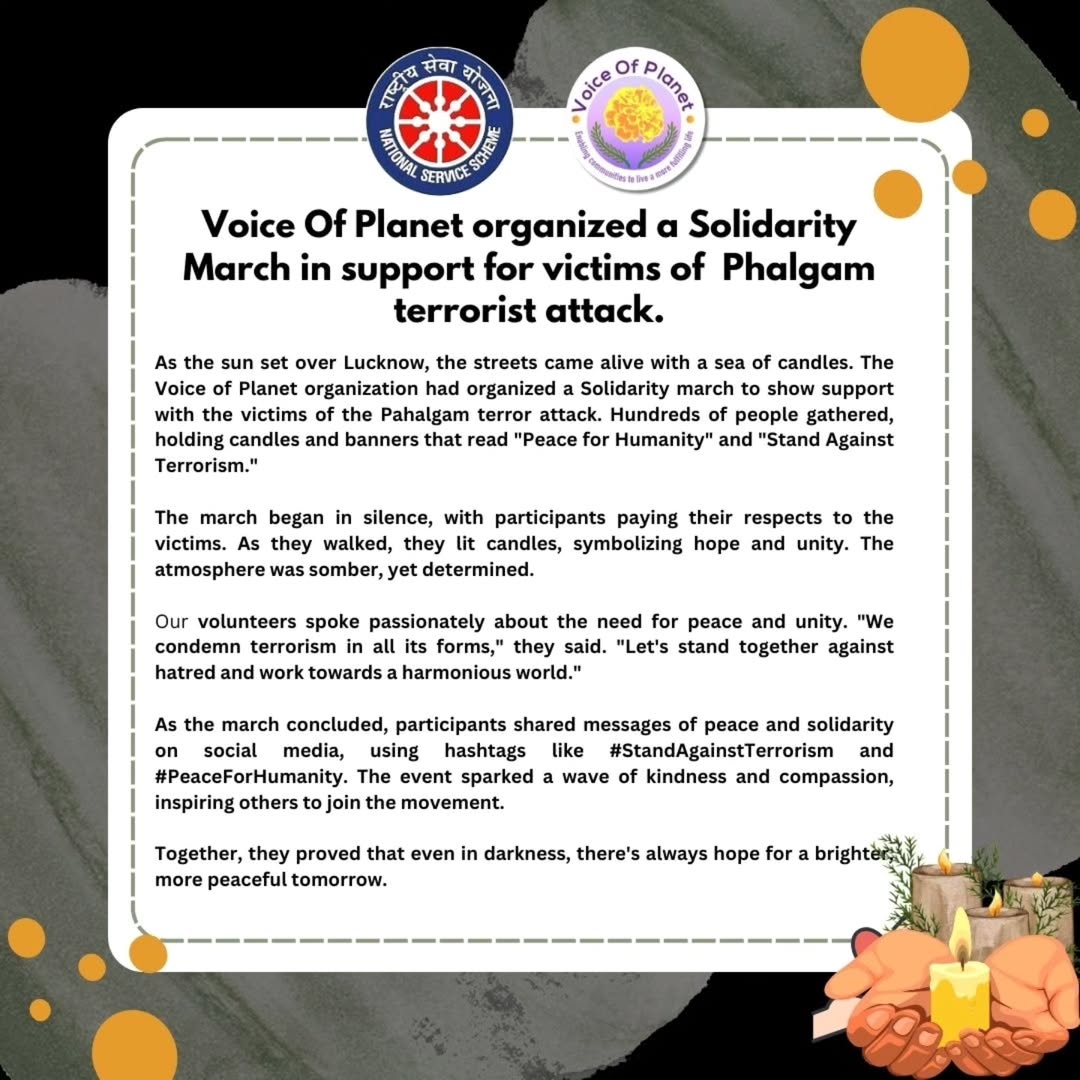 Voice of Planet stands strong in solidarity with Pahalgam attack victims.Our Lucknow volunteers (2)